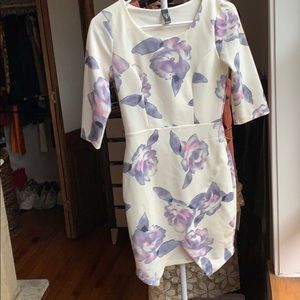 Windsor white dress with lavender soft pink floral